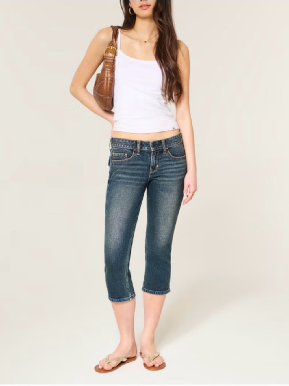 Pepe Jeans London Women's Low Rise Capri Blue Jeans 86% Cotton Y2K